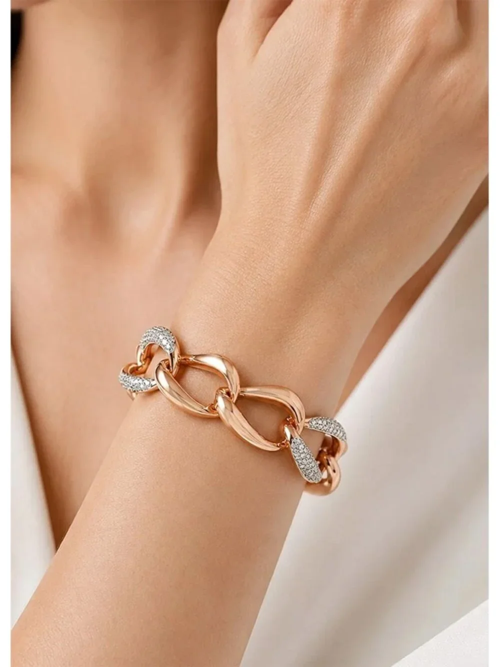 Created White Sapphire Bracelet 14k Rose Gold Plated (.925)